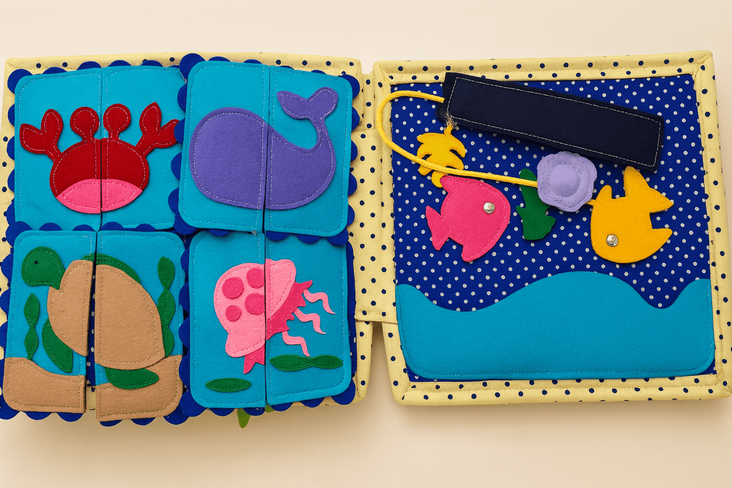 Animal Quiet Book – Farm, Jungle & Sea Adventure ( 6 pages) 8 *8 inches - yarnandyawn