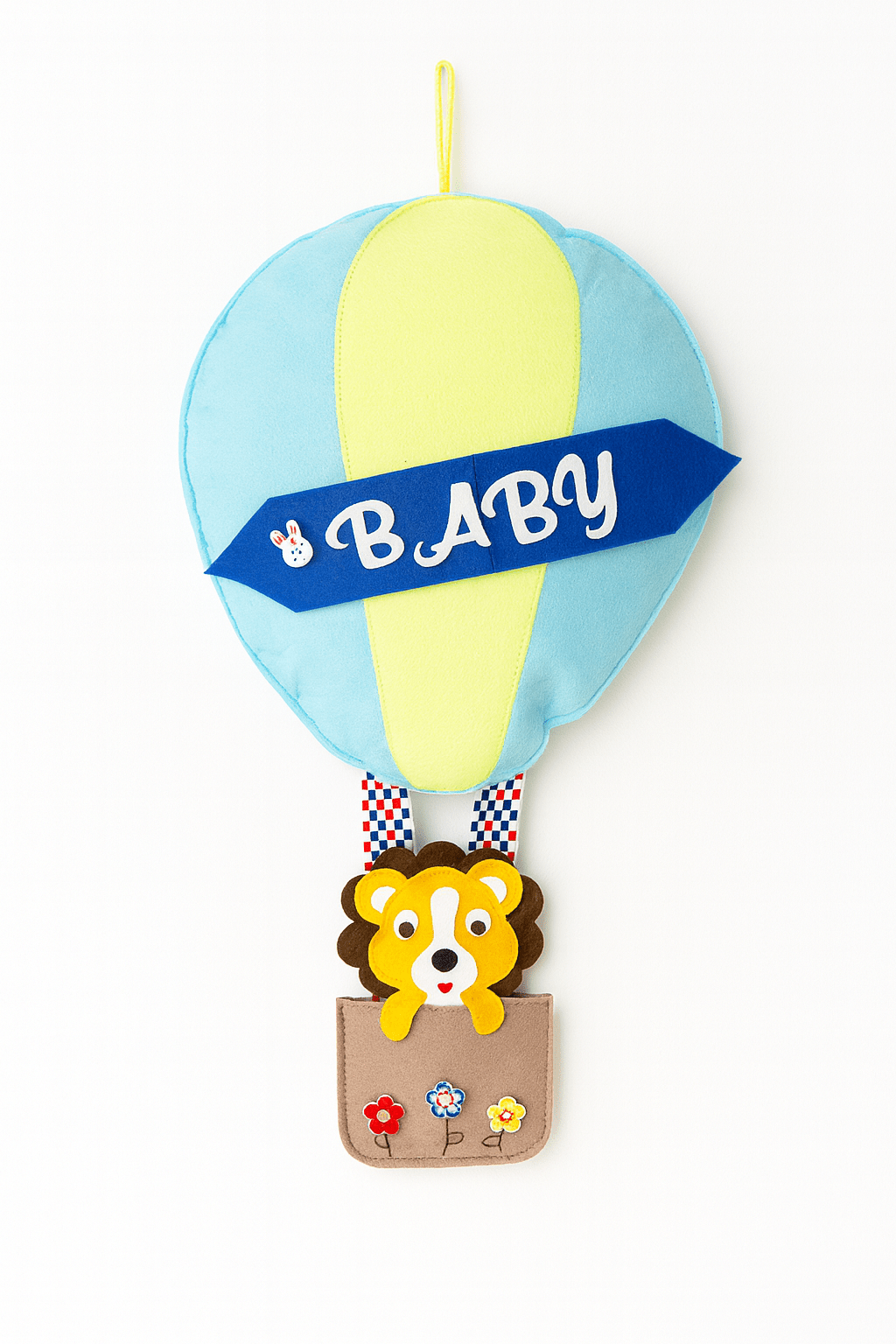Hot Air Balloon Nursery Wall Hanging – Felt Baby Name Decor (Customisable) - yarnandyawn