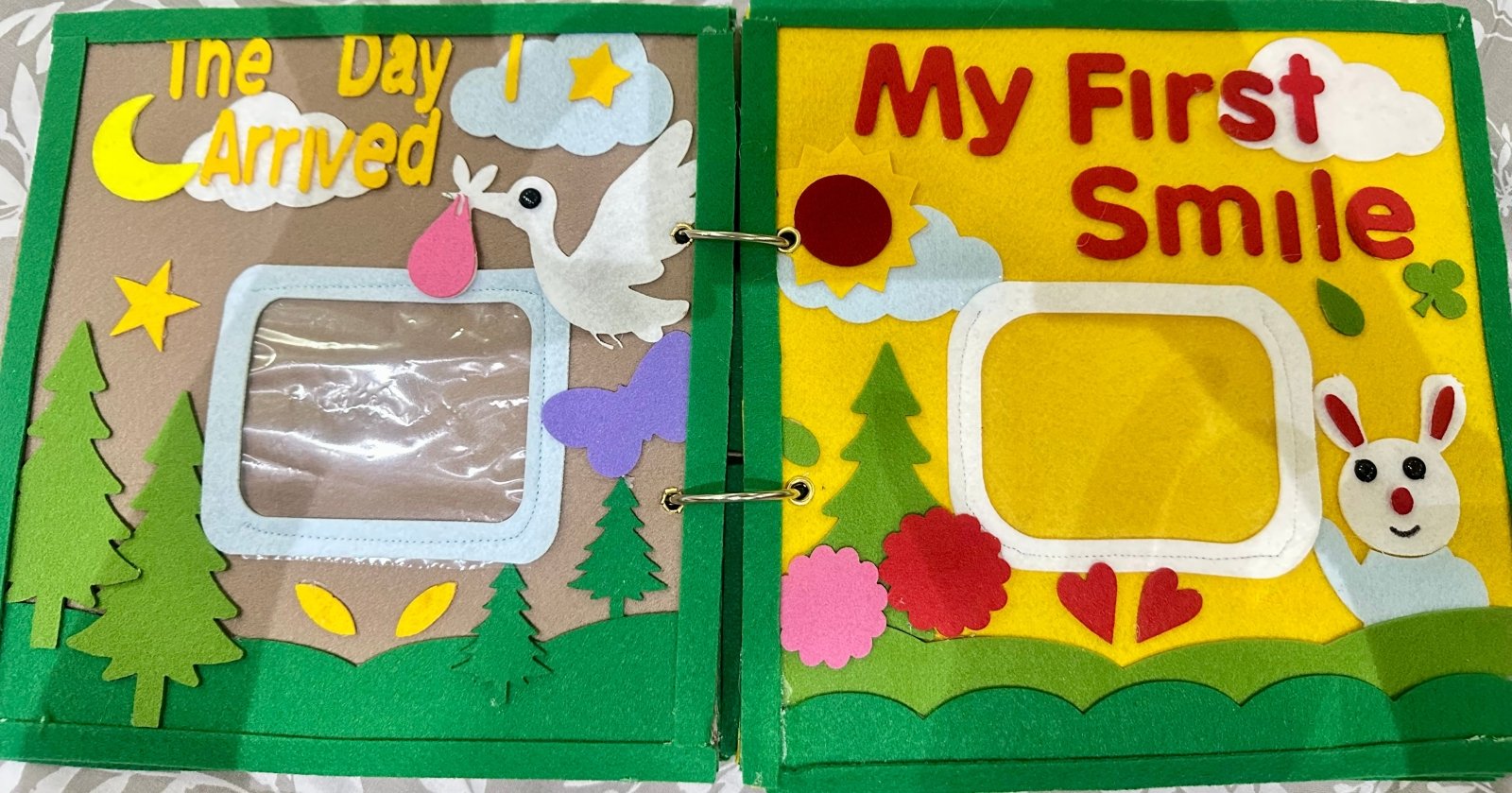 Handmade Felt Baby Memory Book – First Year Keepsake | Personalized Photo Book for Baby Milestones - yarnandyawn