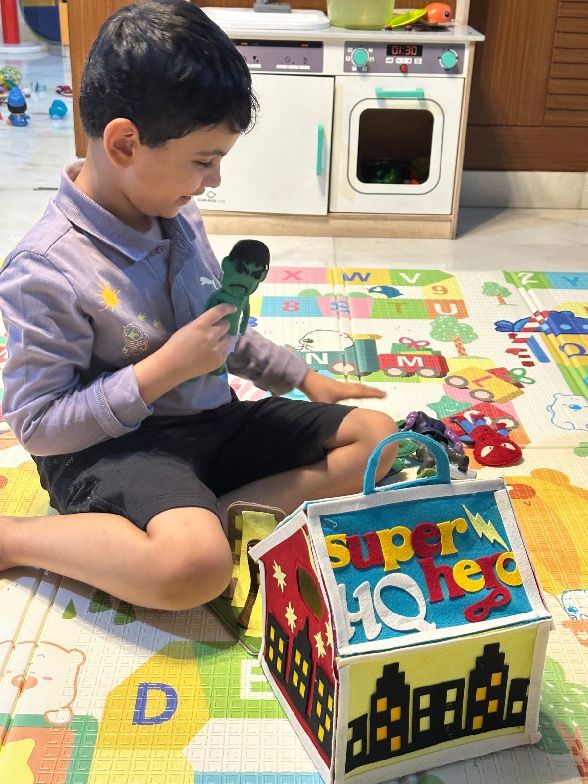 Handmade Felt Superhero Headquarter| Interactive Playhouse with Superhero Figures - yarnandyawn