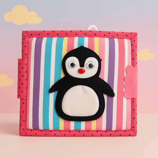 Pink Penguin quiet book - 7 activity pages - yarnandyawn