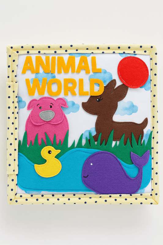 Animal Quiet Book – Farm, Jungle &amp; Sea Adventure ( 6 pages) 8 *8 inches - yarnandyawn