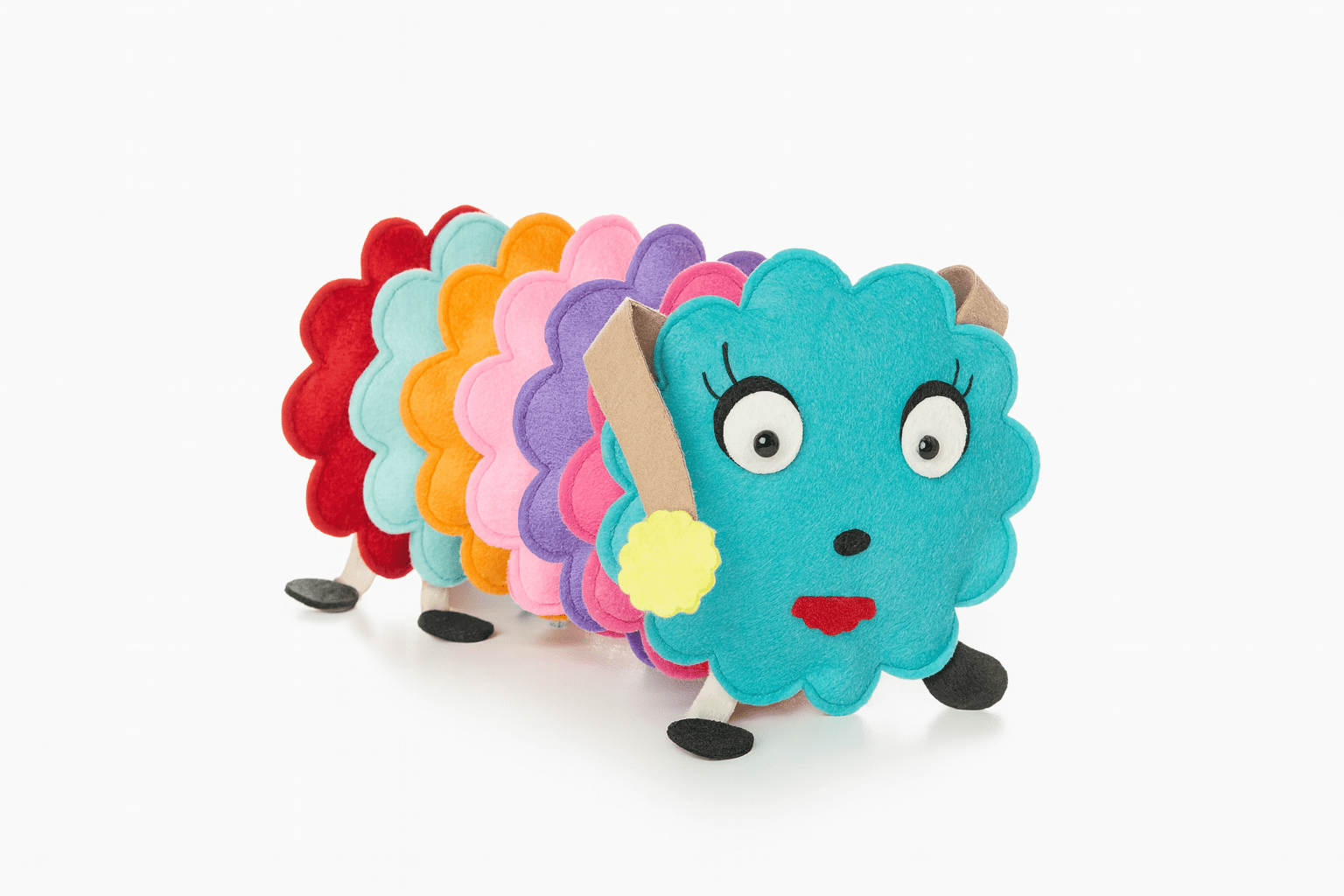 Stackable Felt Caterpillar Toy – Montessori Hand - Eye Coordination & Travel Learning Toy - yarnandyawn