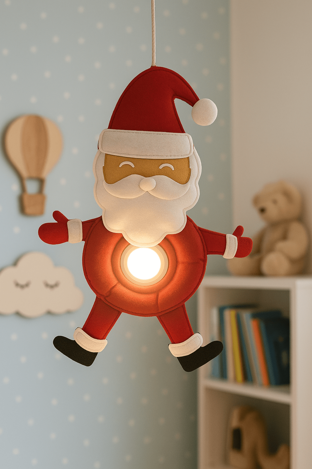 Felt Christmas Santa hanging Lamp - yarnandyawn