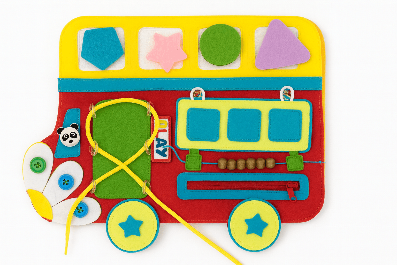 Montessori busy board - travel toy - Bus - yarnandyawn