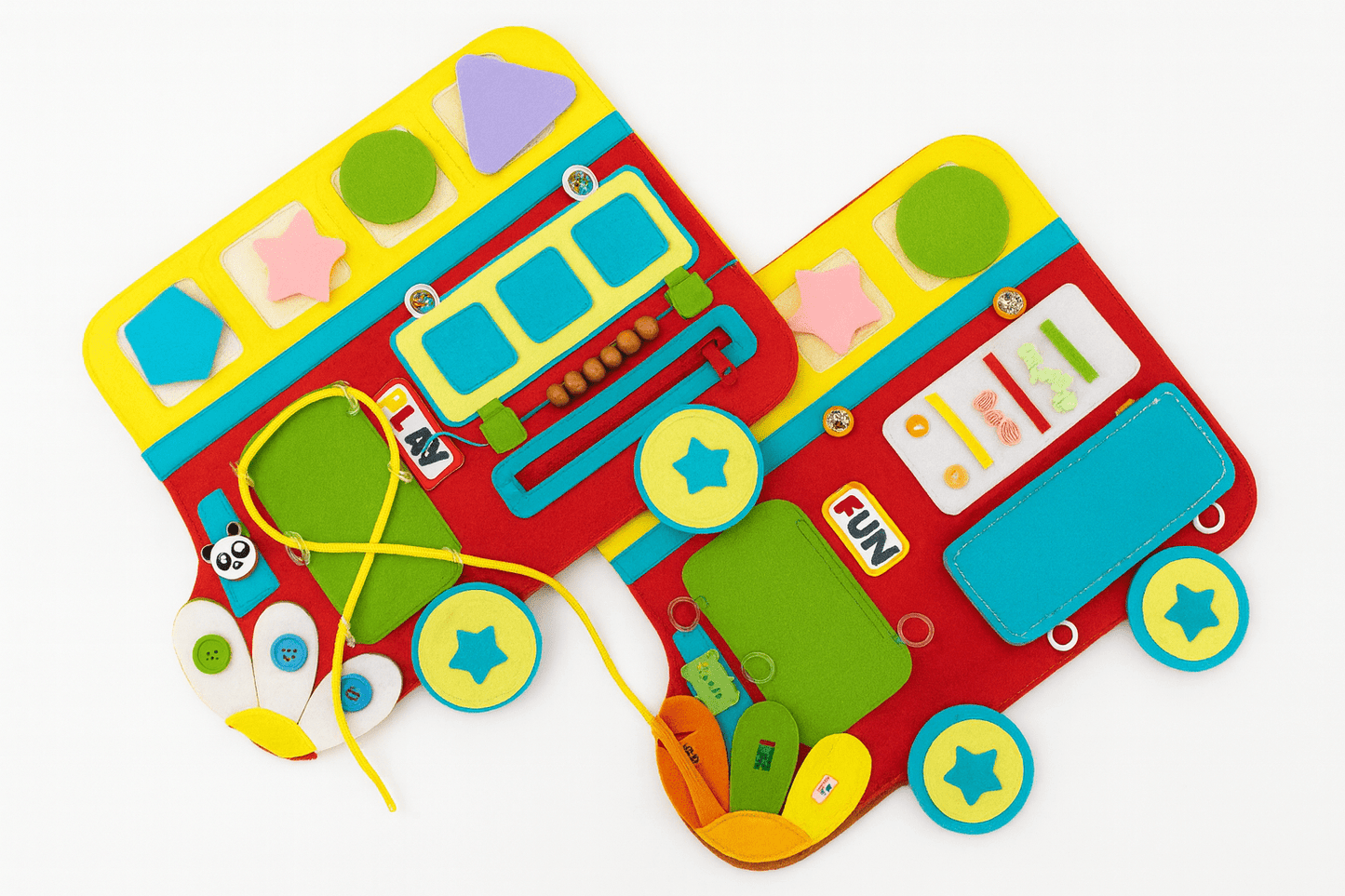 Montessori busy board - travel toy - Bus - yarnandyawn