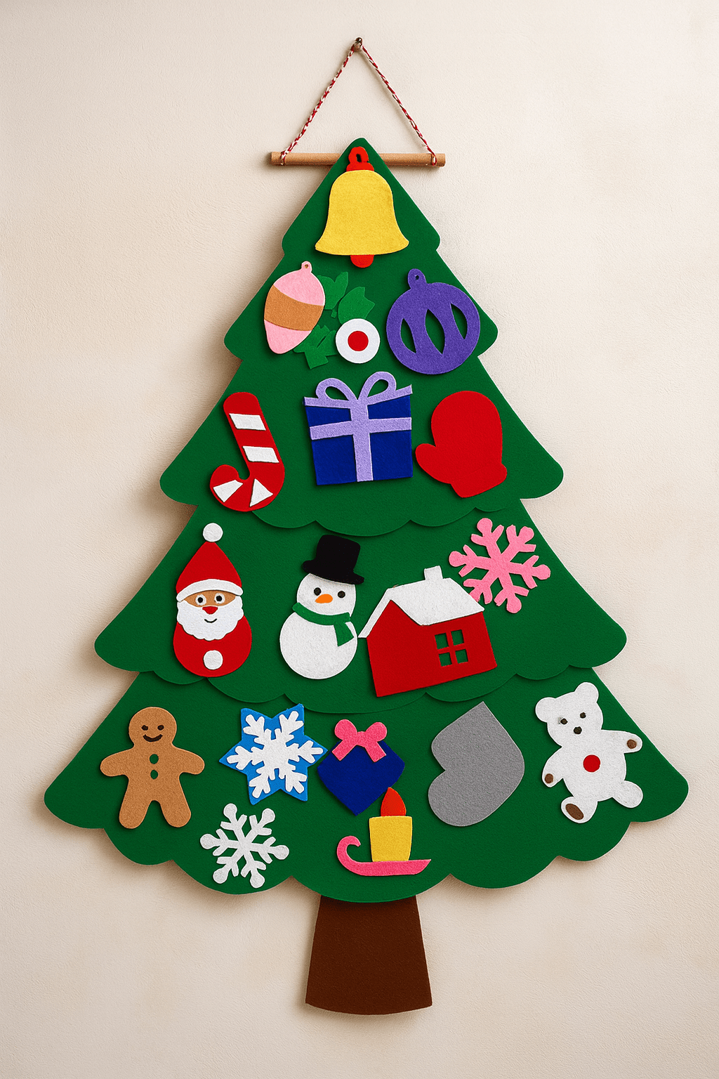 Felt DIY Christmas hanging tree with 20 - sensory Christmas decor - yarnandyawn