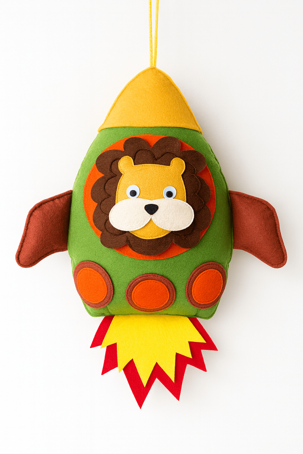 Lion Rocket Nursery Wall Hanging – Felt Baby Room Decor - yarnandyawn