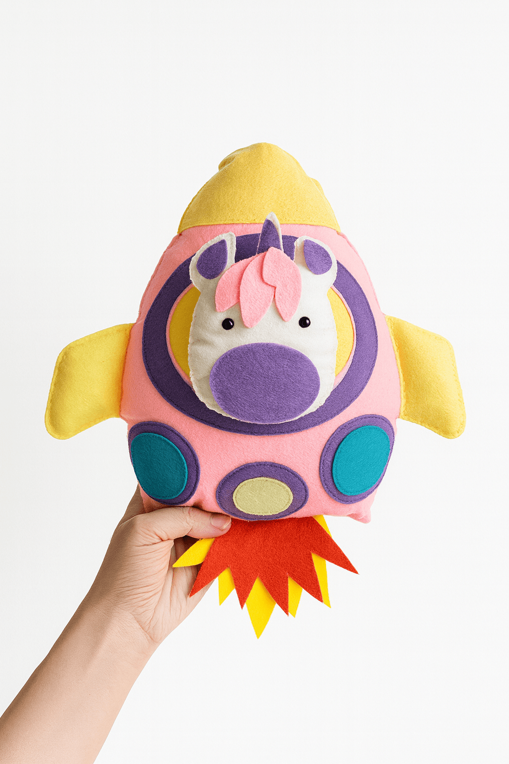 Unicorn Rocket Nursery Wall Hanging – Soft Felt Baby Room Decor - yarnandyawn