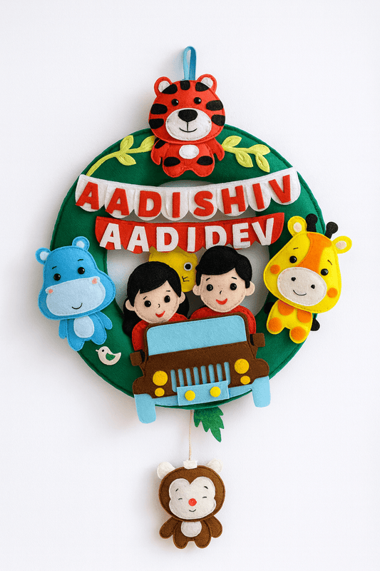 Felt jungle safari wreath - wall hanging - nursery decor - yarnandyawn